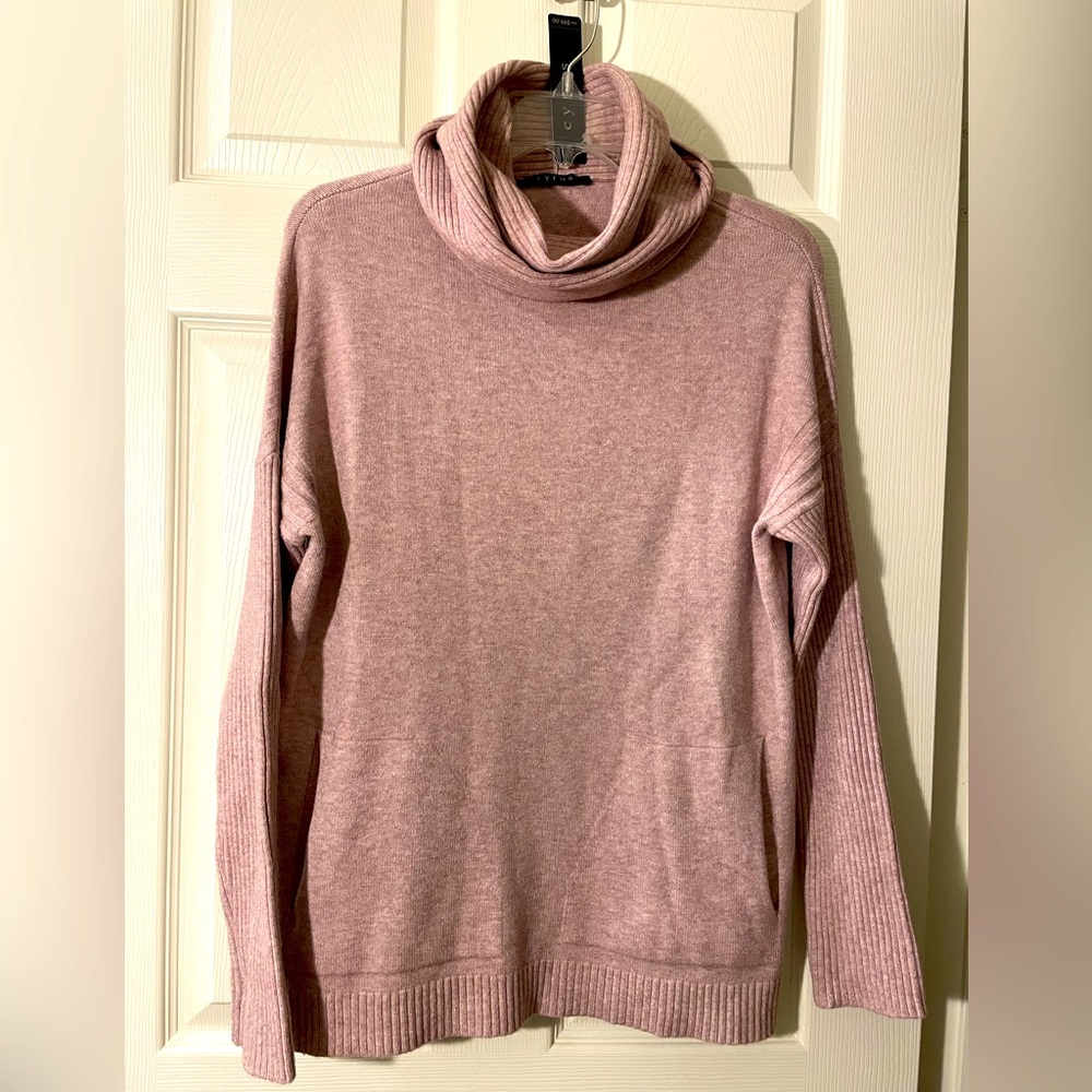 Cyrus Dusty Mauve Funnel Mock Neck Turtleneck Sweater Knit Top NWT!